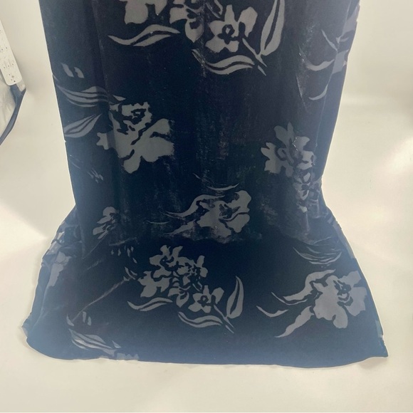 Vtg Donna Ricco Black Velvet Burnout Maxi Slip Dress Silk Size 10 Whimsygoth Y2K - Picture 3 of 14